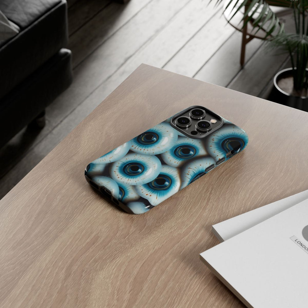 Glanzend Hoesje met Blauw Oogpatroon