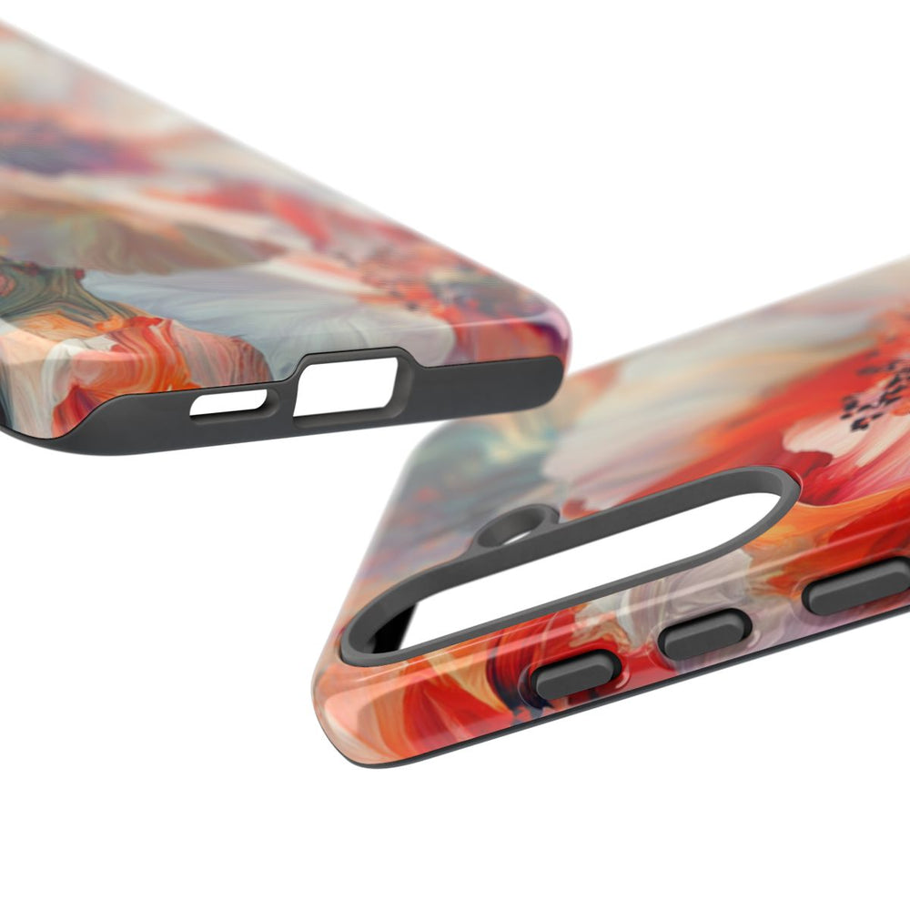 Abstracte Bloemmotieven in Rood en Wit