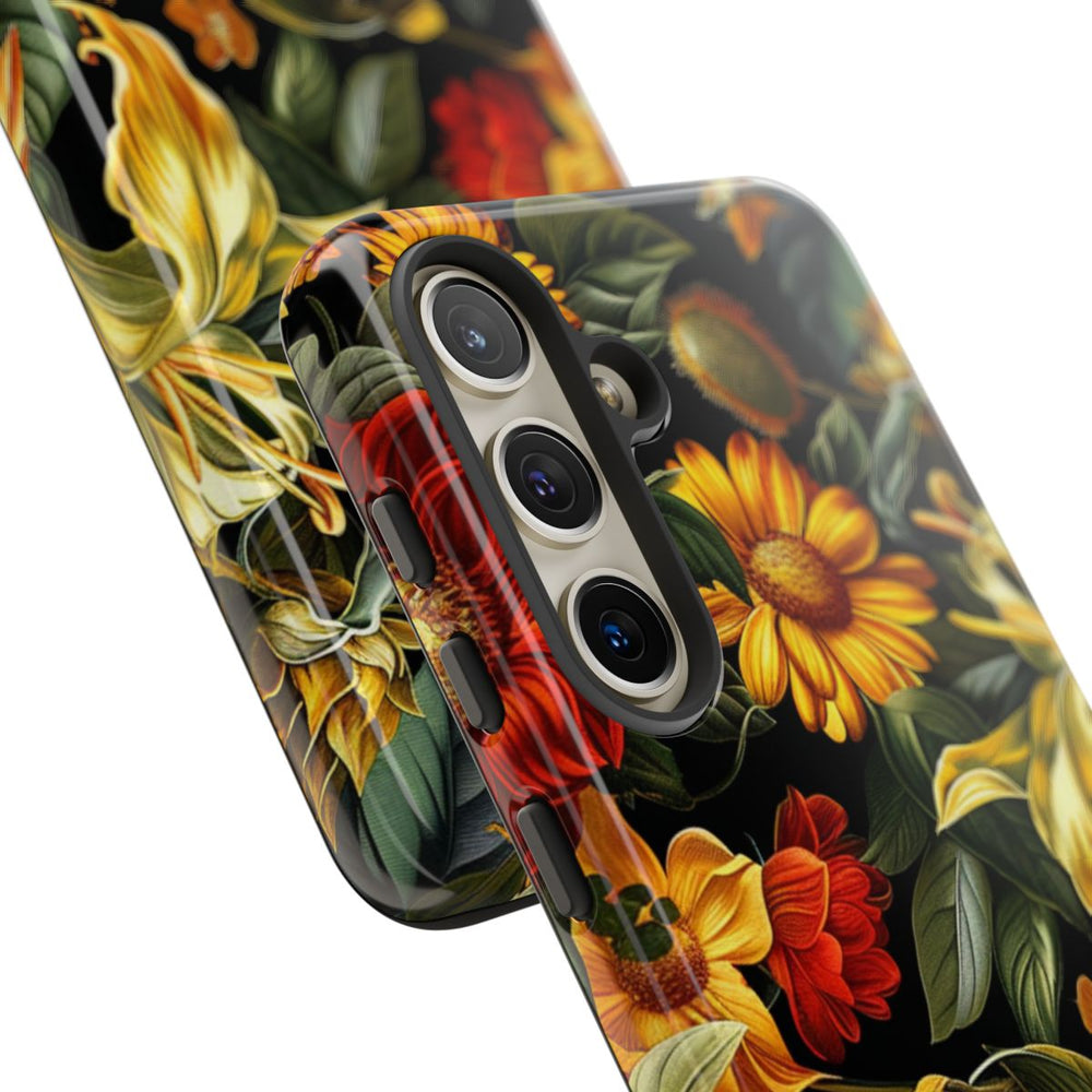 Vrolijk Gele en Rode Bloemenprint