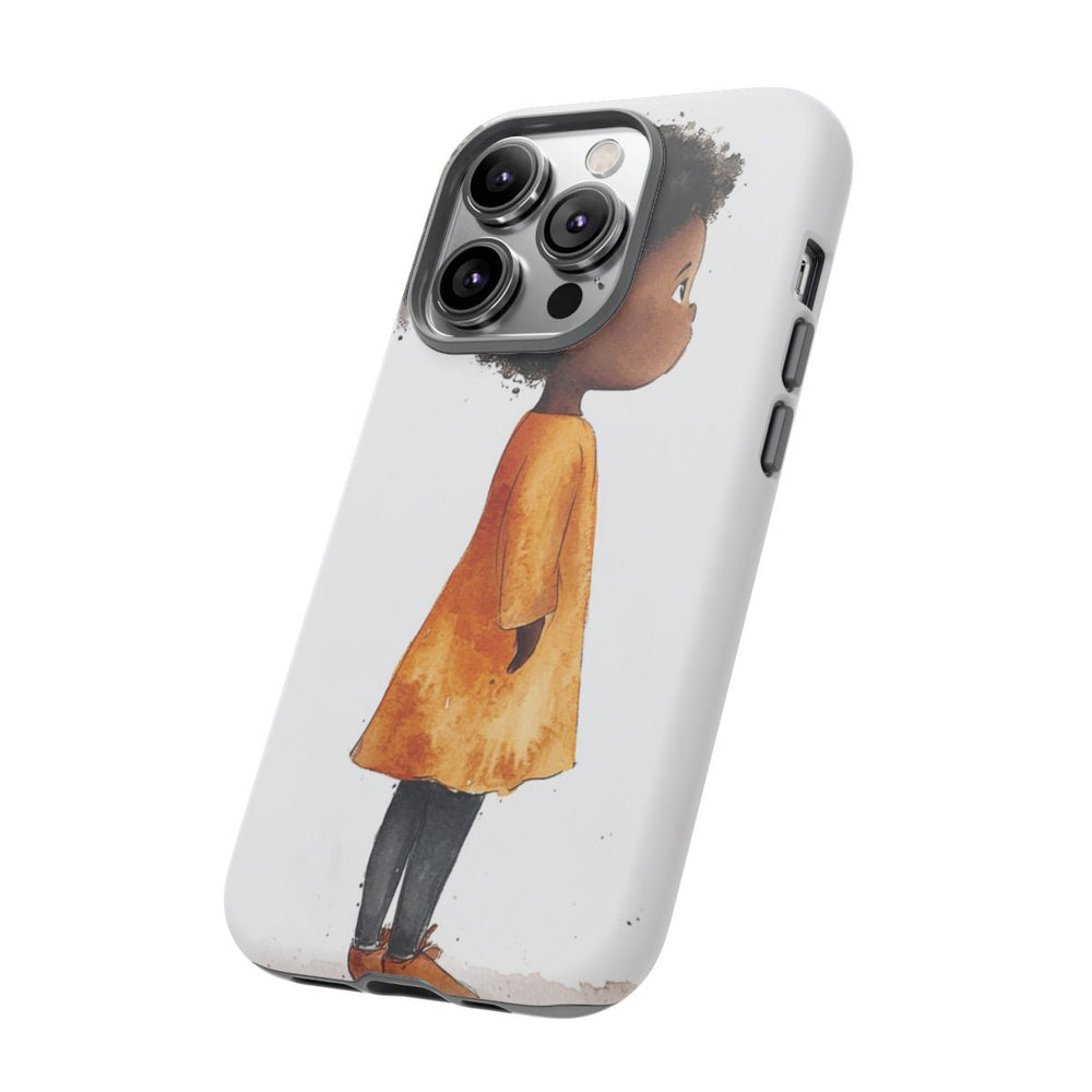 Minimalistische Waterverf Meisje met Oranje Jurk