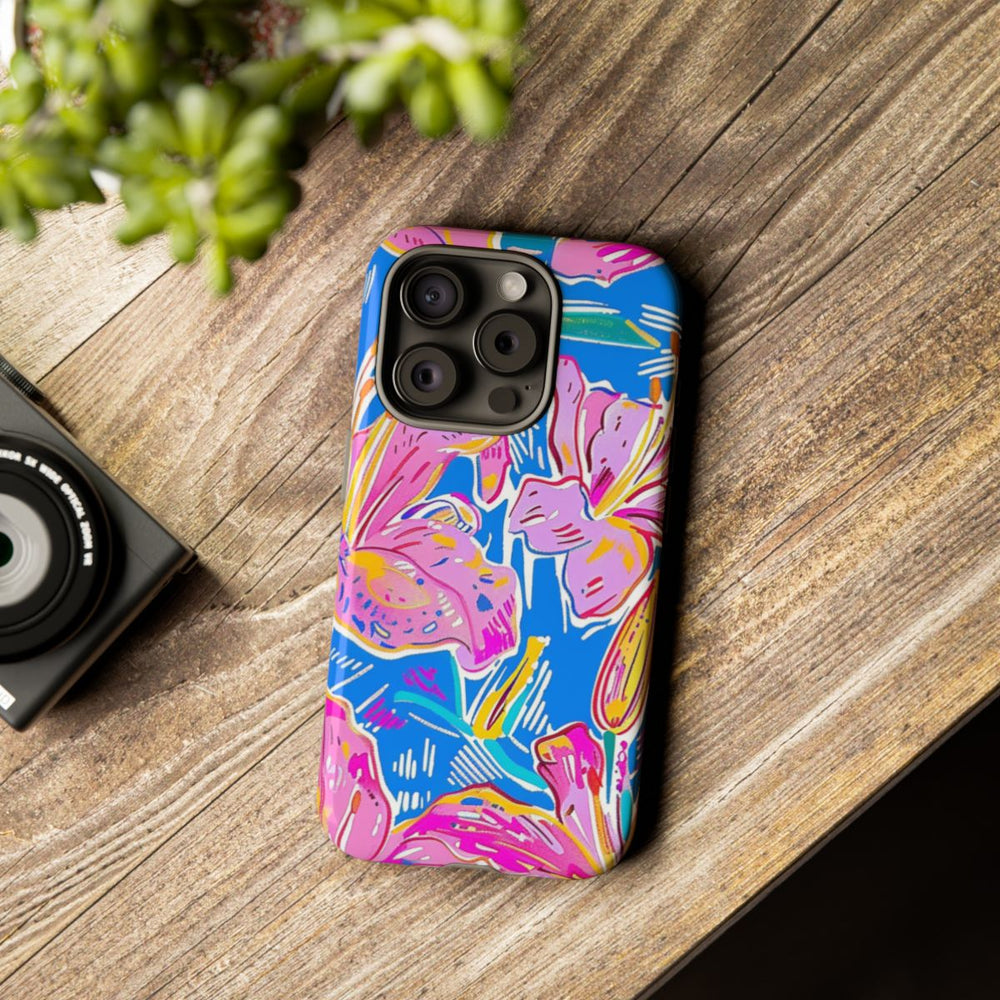 Felroze en Gele Bloemenprint