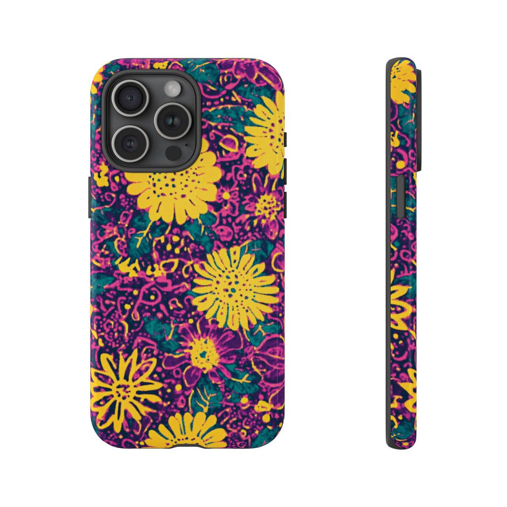Gele en Paarse Bloemenprint