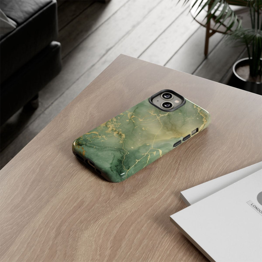 Groene en Gouden Marmer Abstract