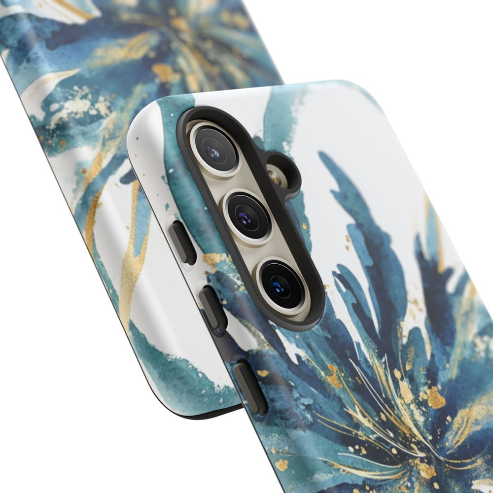 Abstracte Blauwe Bloemen Waterverf Ontwerp