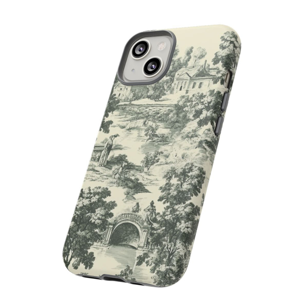 Landelijk Toile-Patroon met Bomen en Figuren