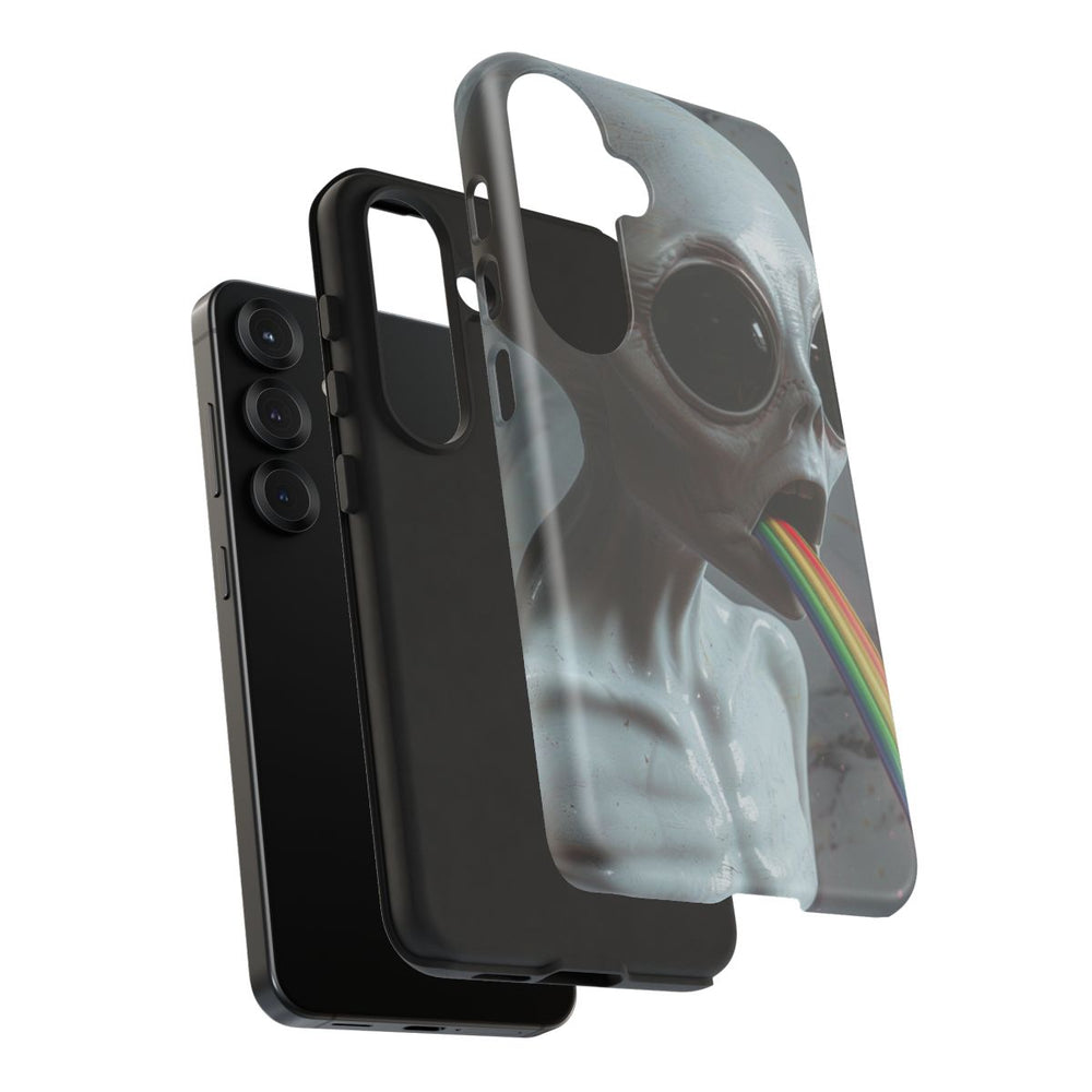 Grijze Alien met Regenboogstraal