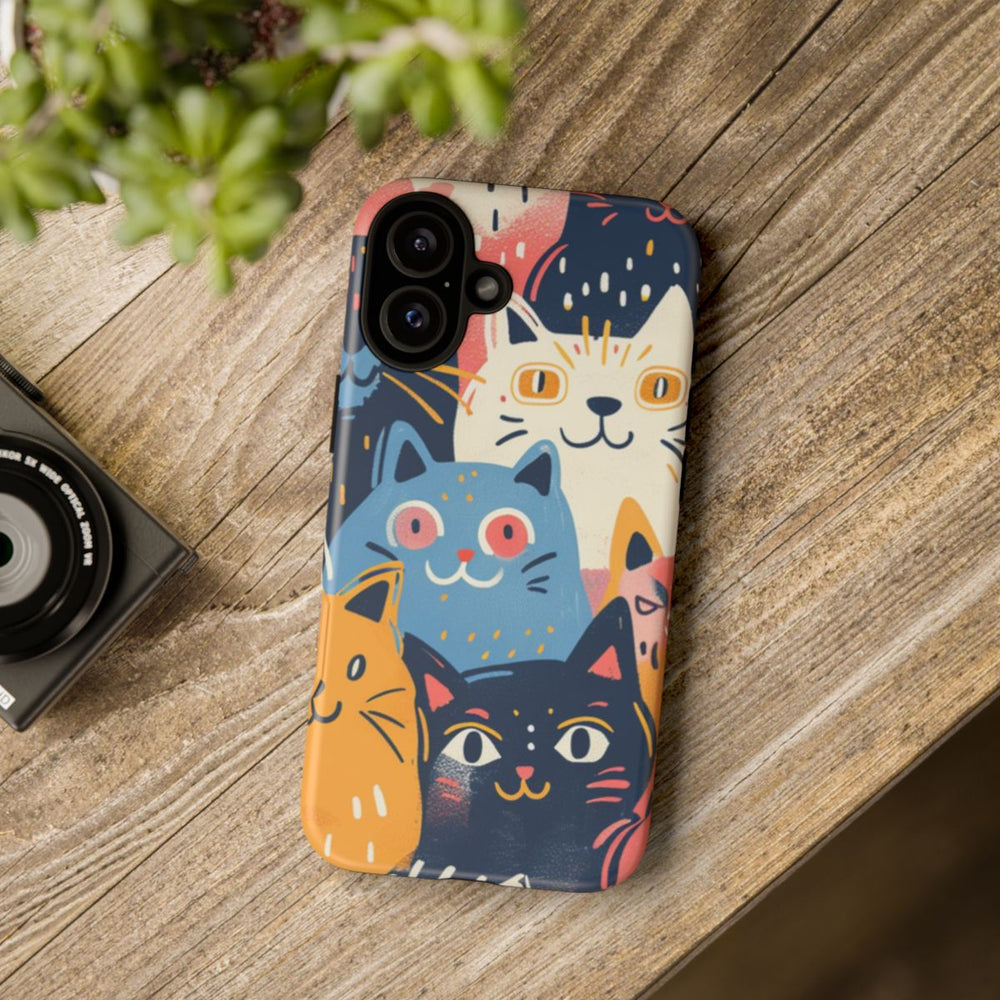 Vrolijk Kattenpatroon in Kleurrijke Illustratie