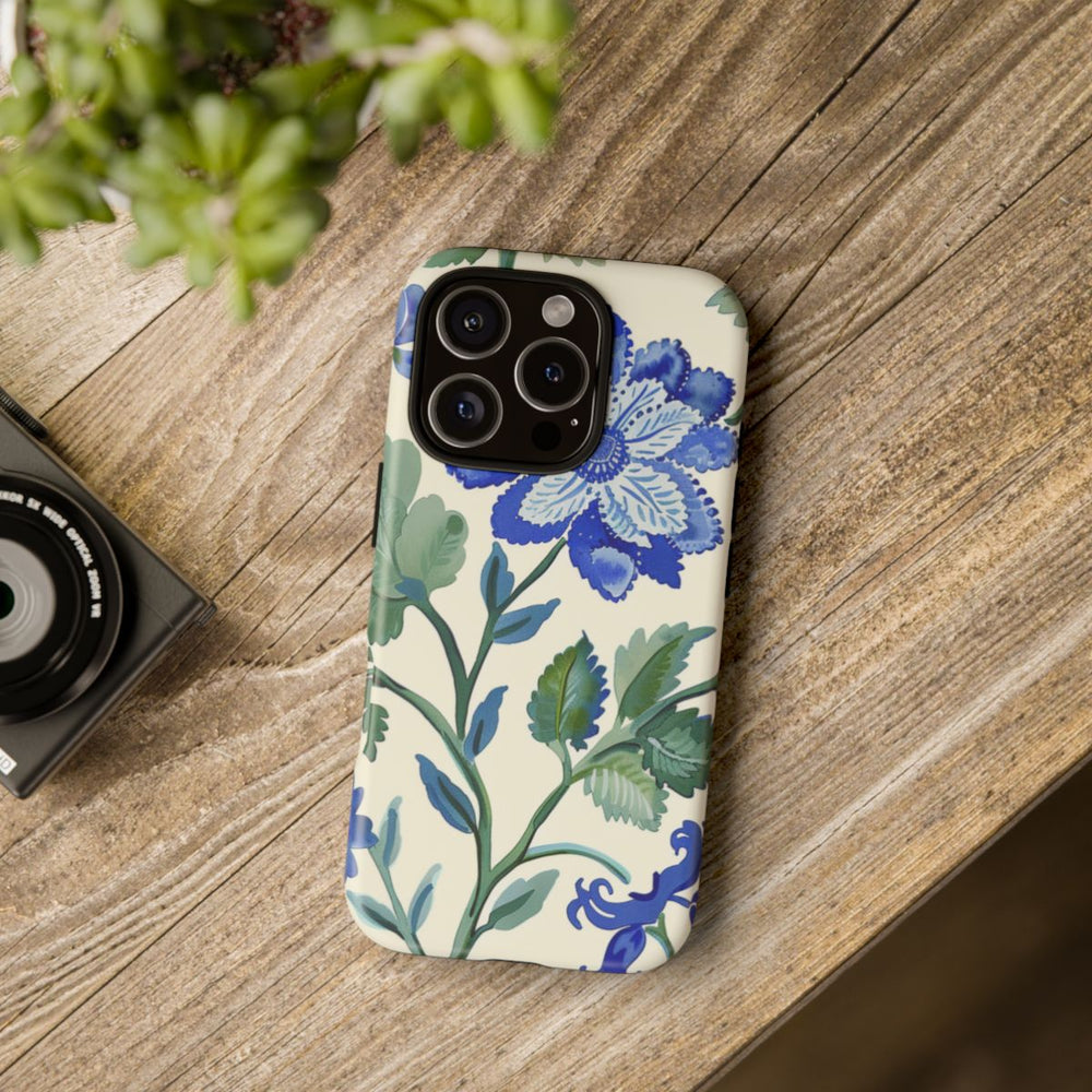 Blauw Waterverf Bloemenpatroon