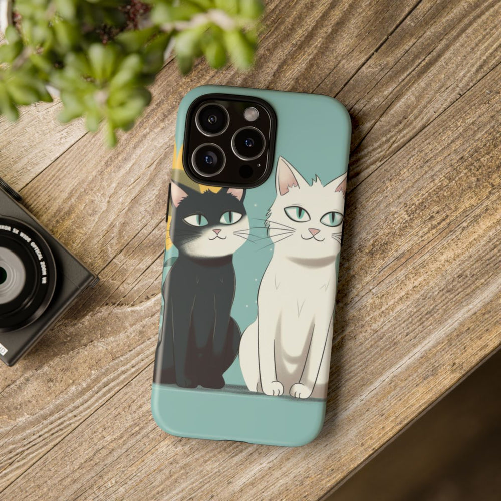 Twee Cartoonkatten met Zonnebloem