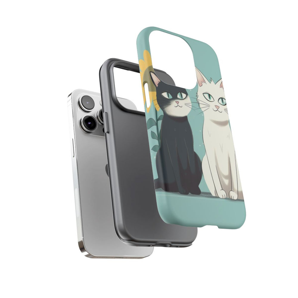 Twee Cartoonkatten met Zonnebloem
