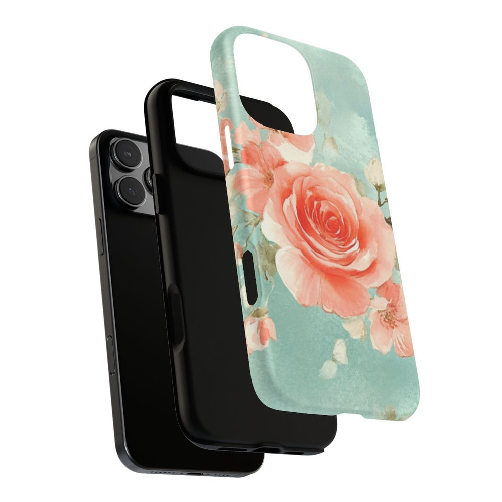 Aquarel Roze Rozen op Turquoise Achtergrond