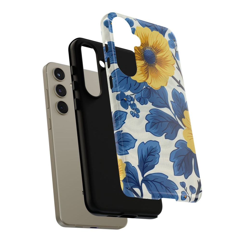 Blauw-Geel Bloemenpatroon