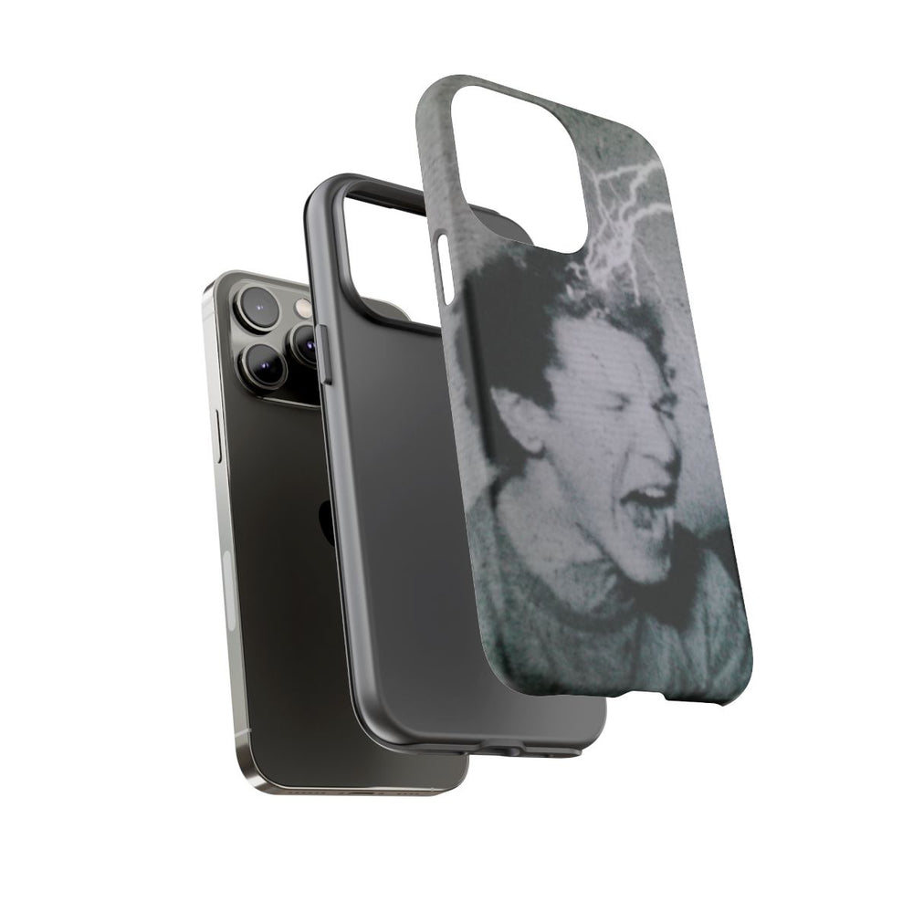 Zwart-Wit Portret met Bliksemeffect en Vintage Look