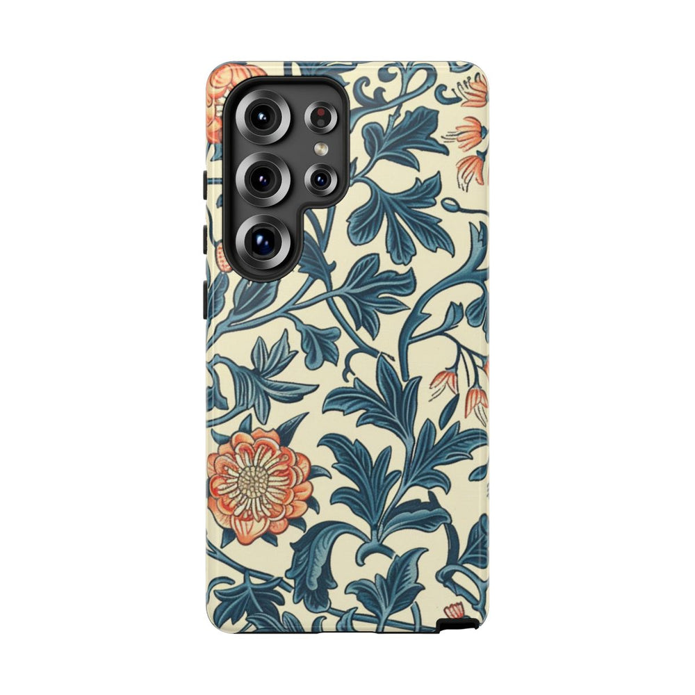 Blauw-Oranje Bloemenpatroon