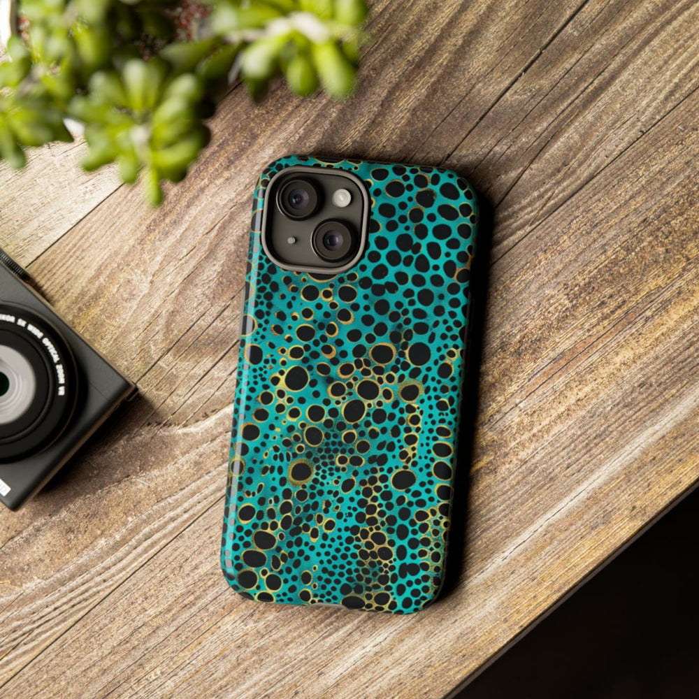 Turquoise en Zwart Abstract Stippenpatroon