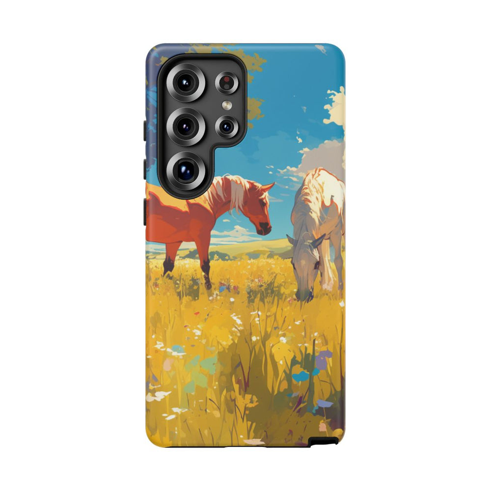 Paarden Grazend in Zonnig Veld