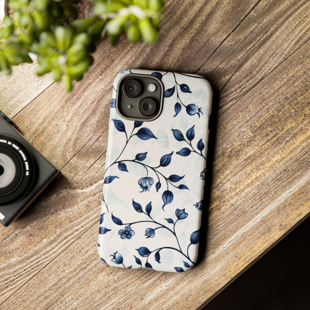 Blauw Bloemenrankenpatroon