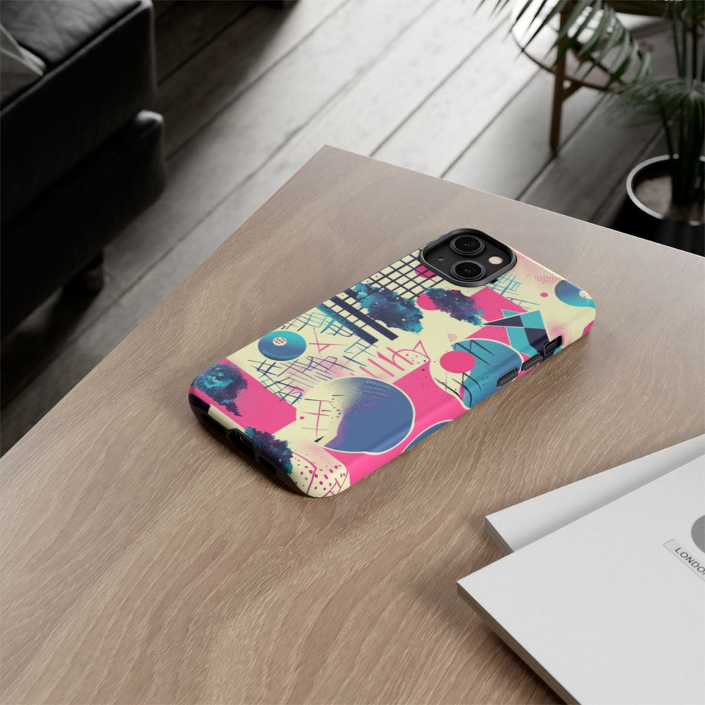 Abstract Geometrisch Patroon in Roze en Blauw