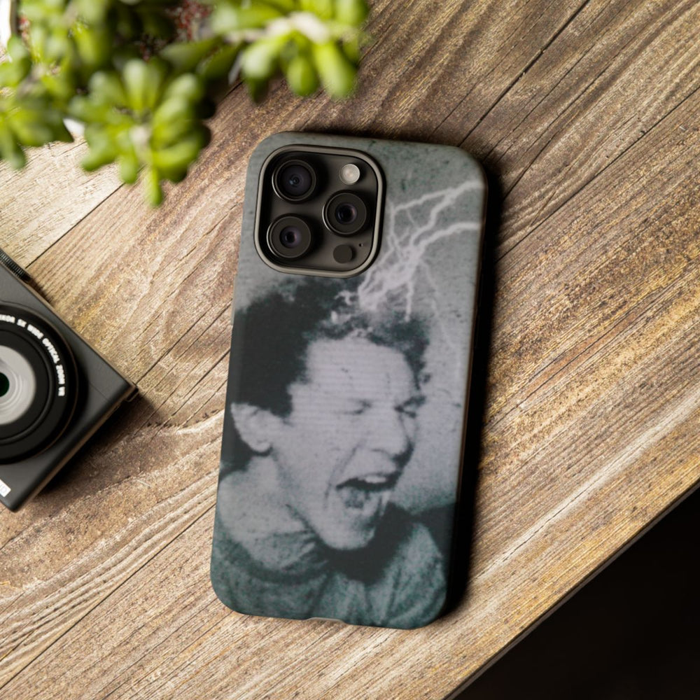 Zwart-Wit Portret met Bliksemeffect en Vintage Look