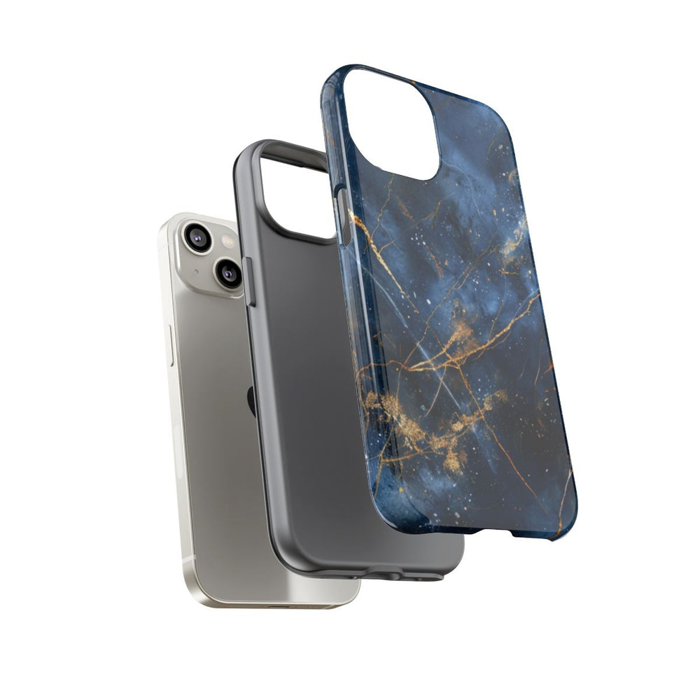 Blauw Marmerpatroon met Gouden Adering