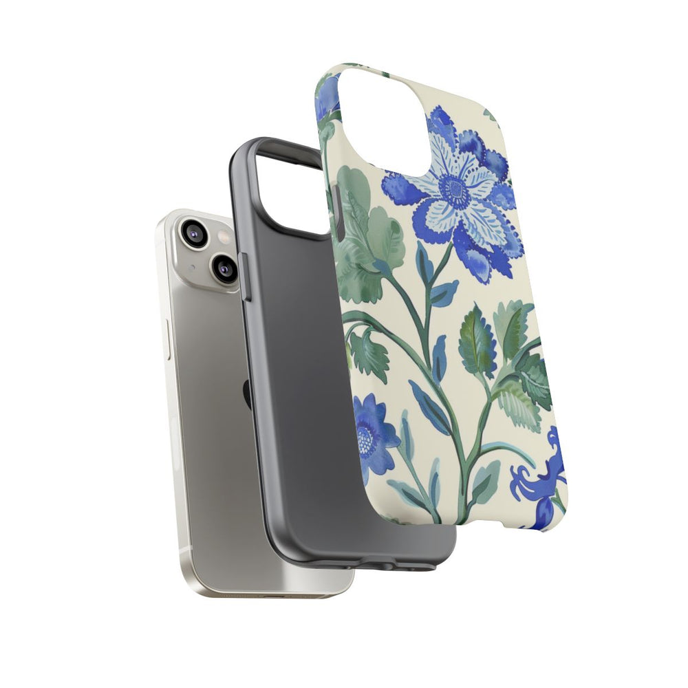 Blauw Waterverf Bloemenpatroon