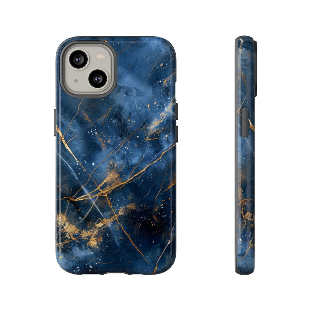 Blauw Marmerpatroon met Gouden Adering