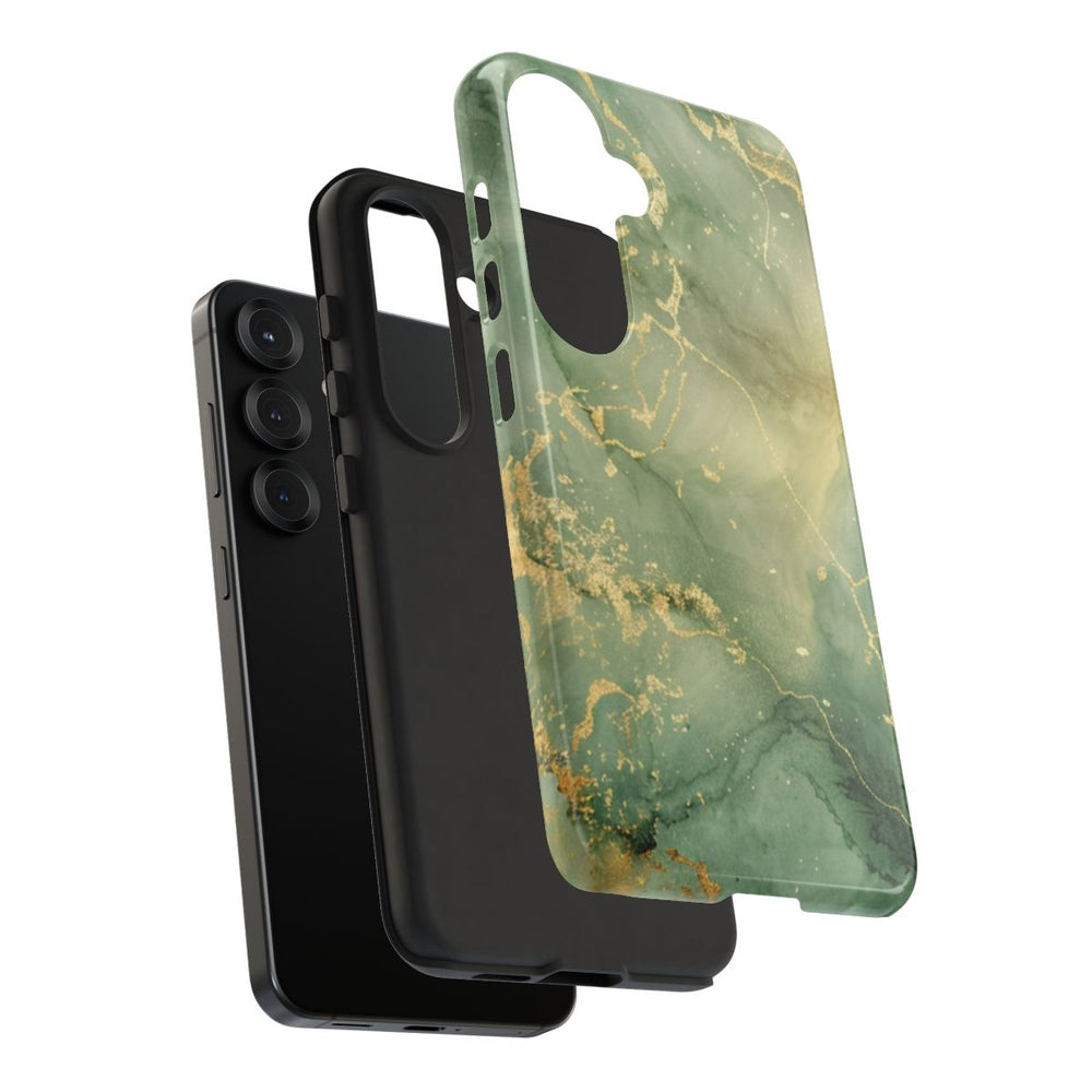 Groene en Gouden Marmer Abstract