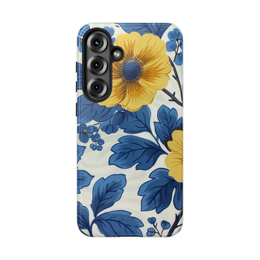 Blauw-Geel Bloemenpatroon