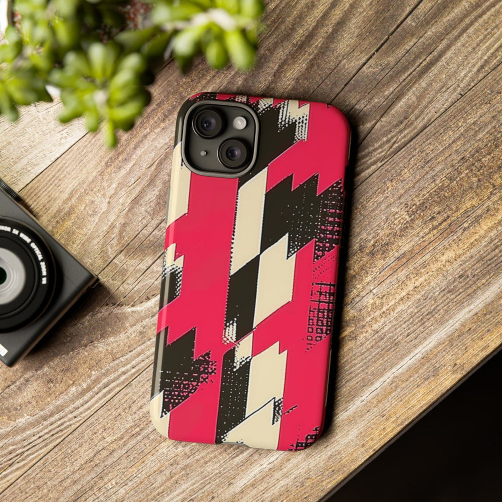 Roze en Zwart Pied-de-Poule Patroon