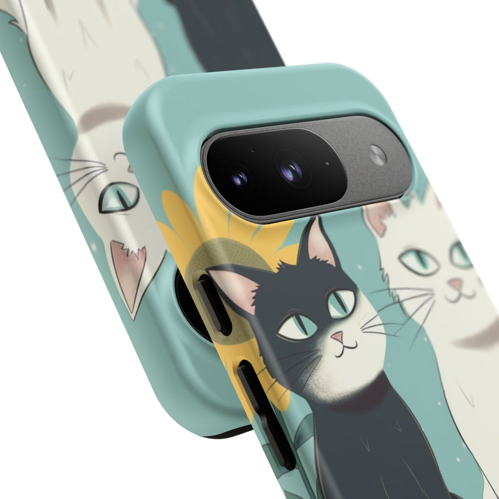 Twee Cartoonkatten met Zonnebloem
