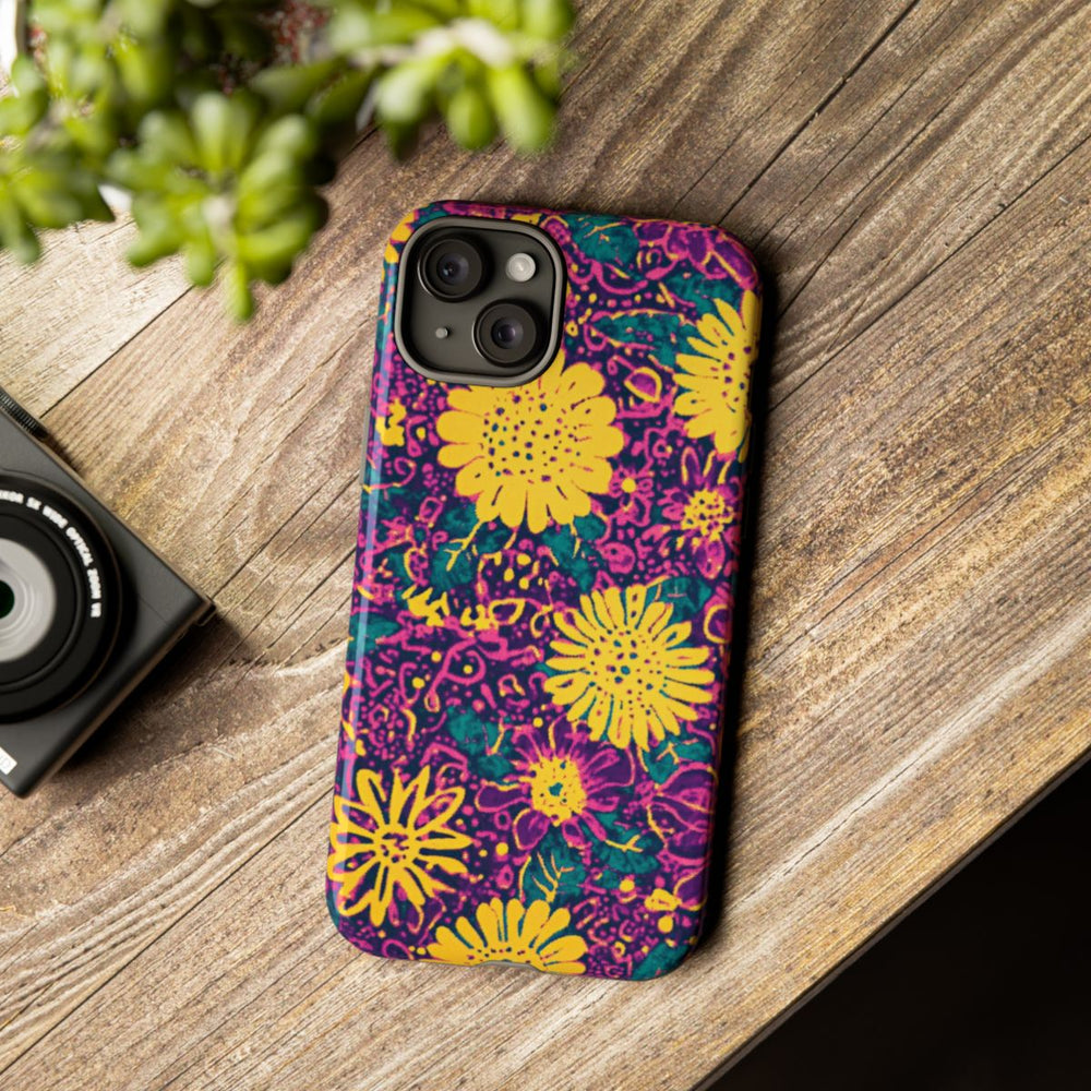 Gele en Paarse Bloemenprint