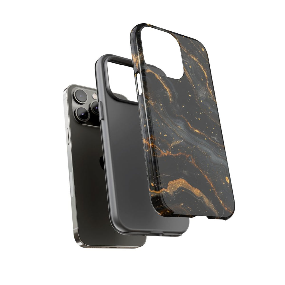 Zwart-Gouden Marmer Abstract Patroon