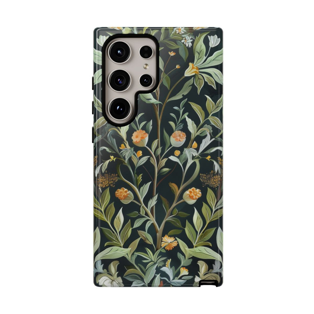 Gedetailleerde Botanische Illustratie met Oranje Bloemen