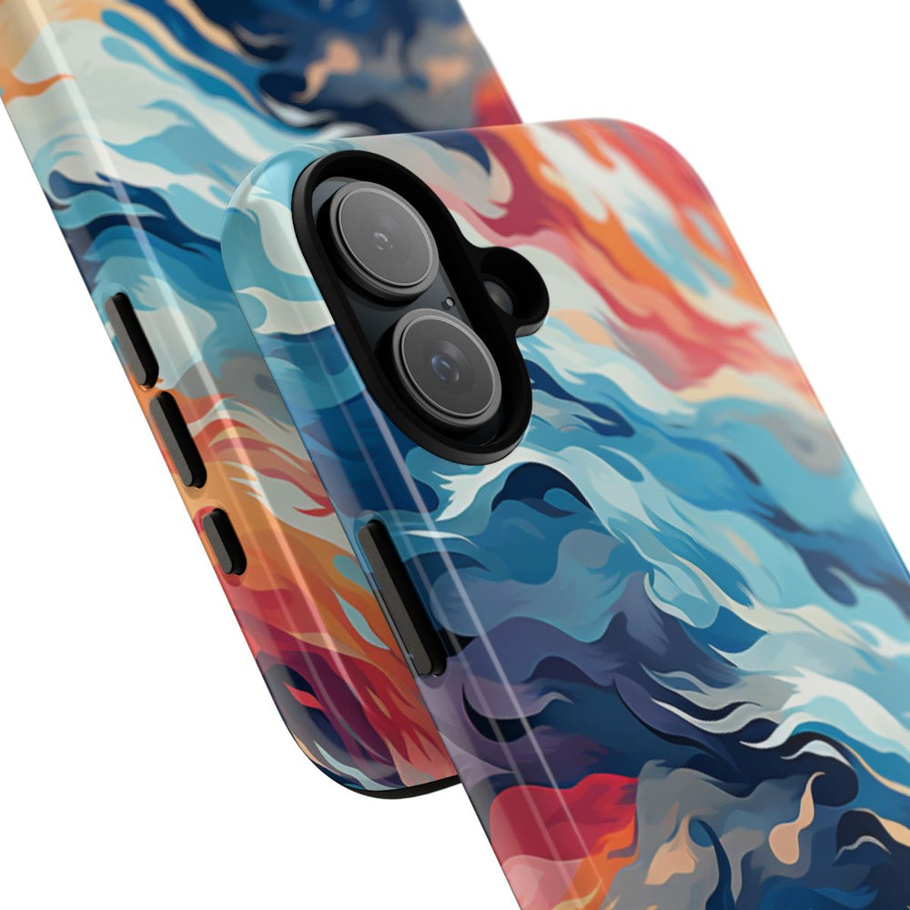 Abstracte Oceaangolven met Vurige Kleuren
