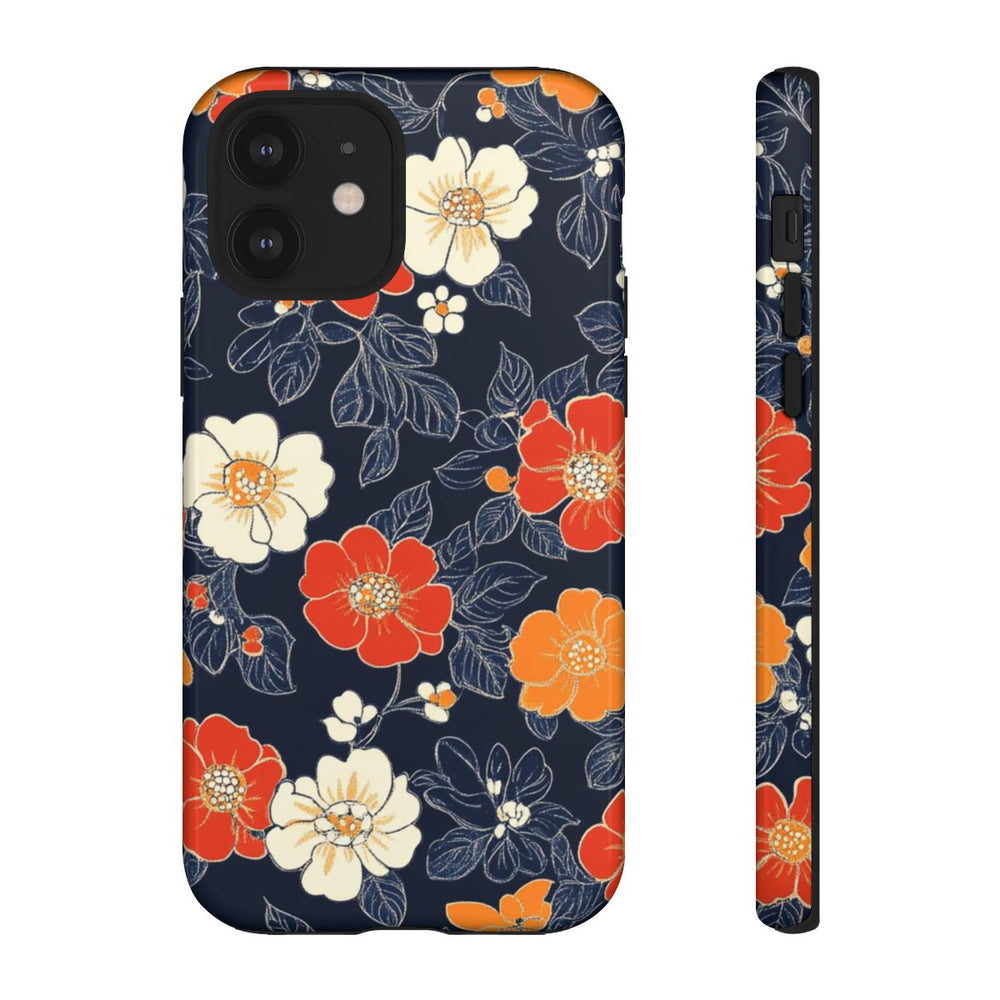 Oranje en Witte Bloemenprint