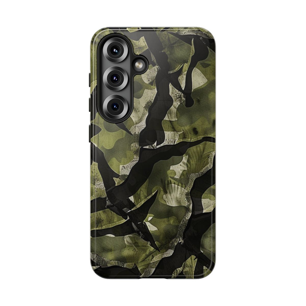 Groen Camouflagepatroon met Zwarte Abstracte Vormen