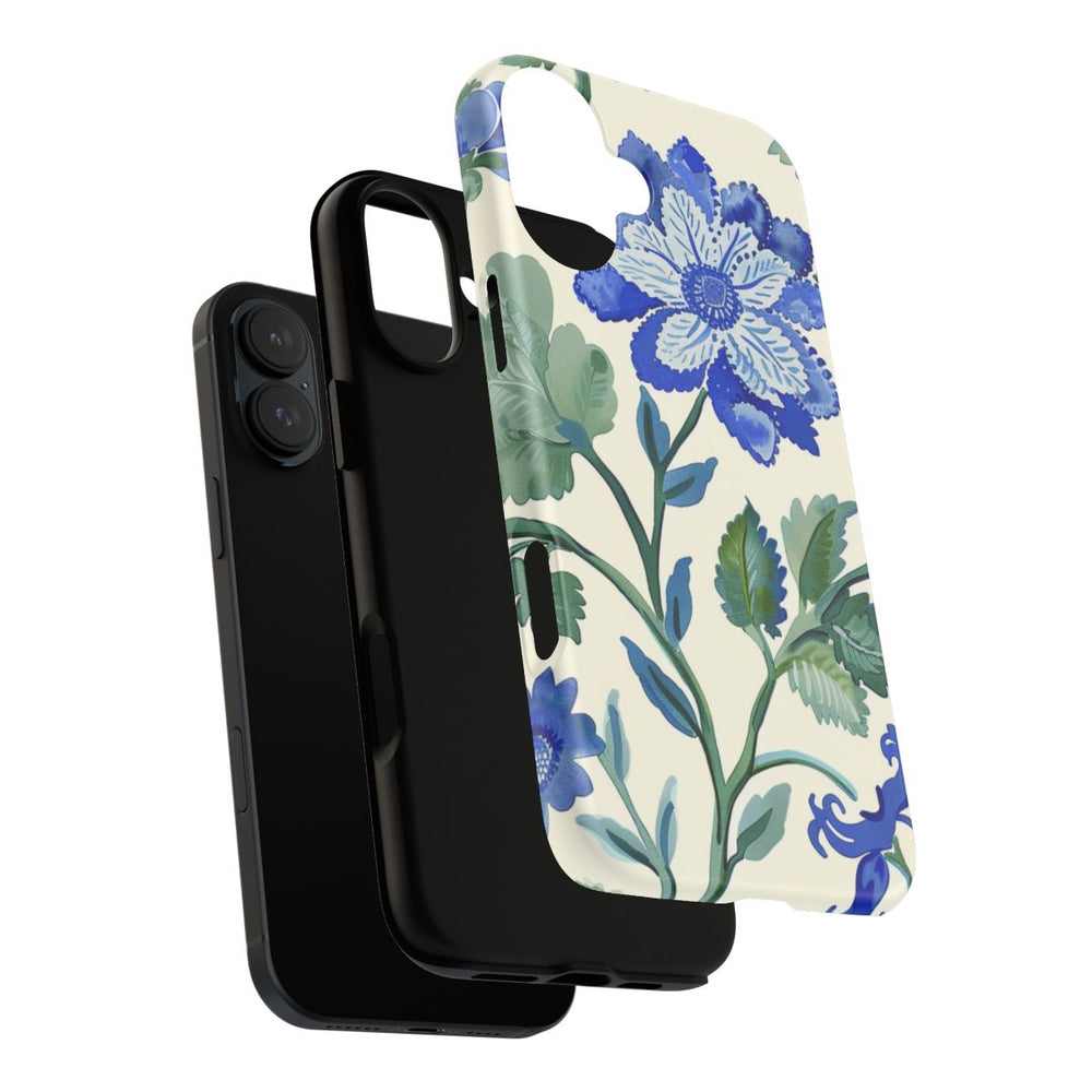 Blauw Waterverf Bloemenpatroon
