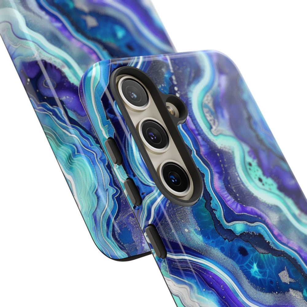 Blauw en Turquoise Geode Wervelpatroon