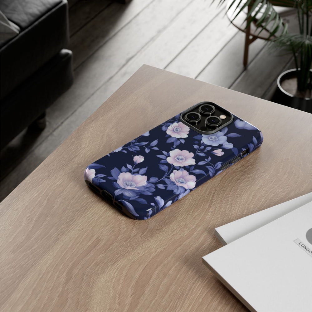 Elegant Blauw-Roze Bloemenpatroon