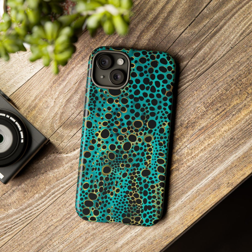 Turquoise en Zwart Abstract Stippenpatroon