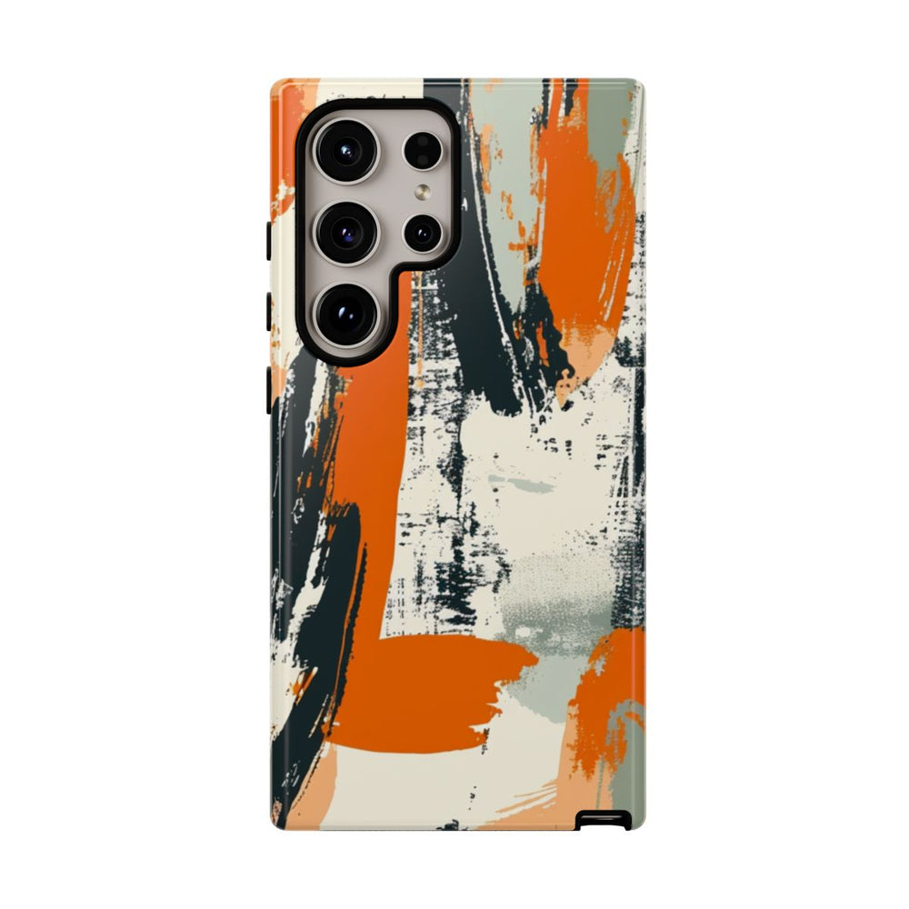 Abstract Oranje-Zwart Penseelstrepenpatroon