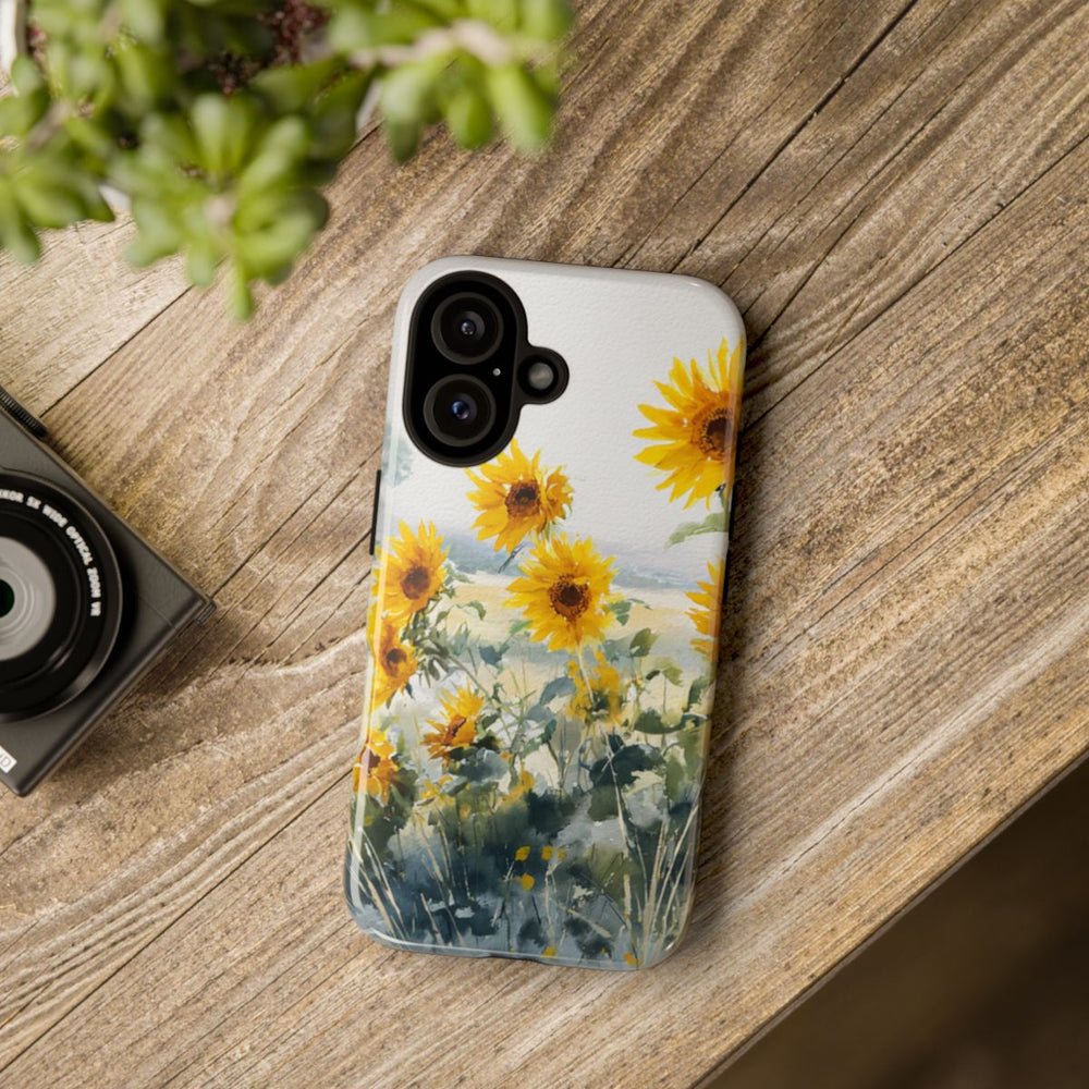 Gele Zonnebloemen in Pastelkleurig Landschap