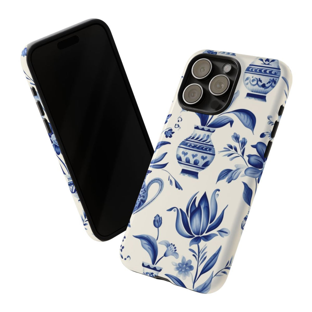Blauw Bloemmotief met Delfts Vaaspatroon