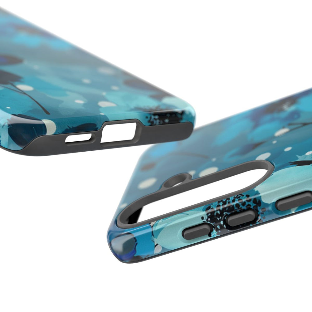 Blauw Bloemenpatroon met Stippen