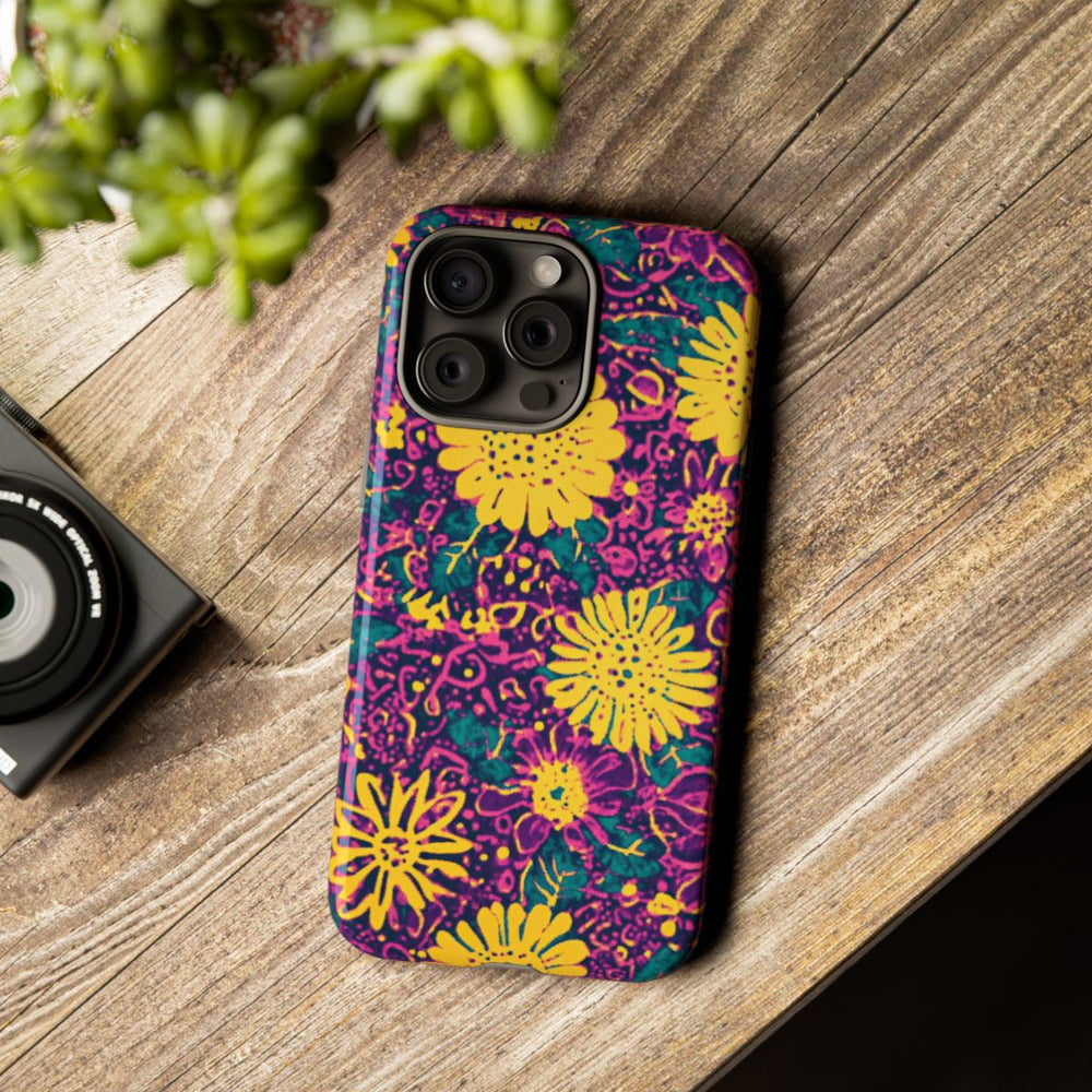 Gele en Paarse Bloemenprint
