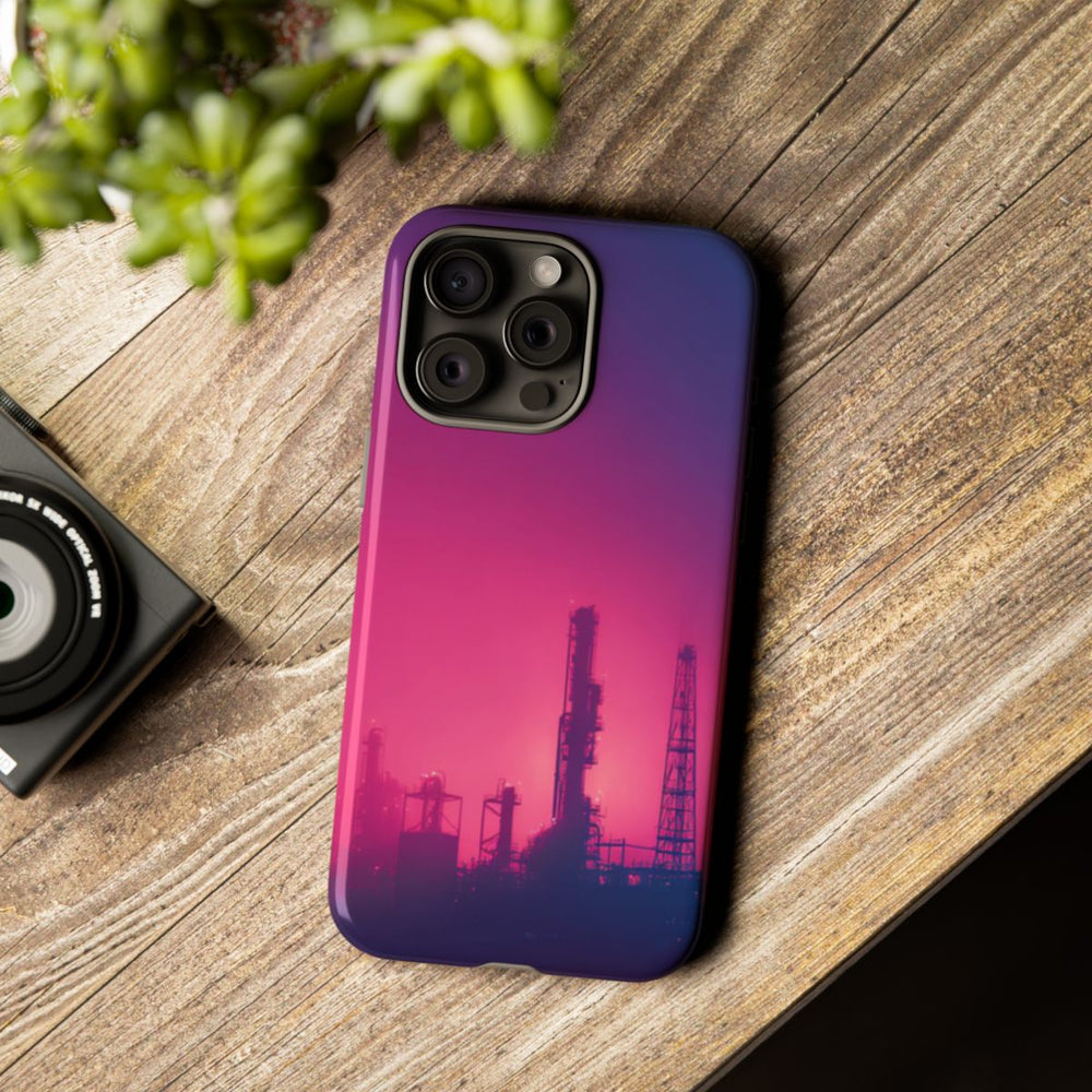 Industrieel Silhouet met Neon Gloed