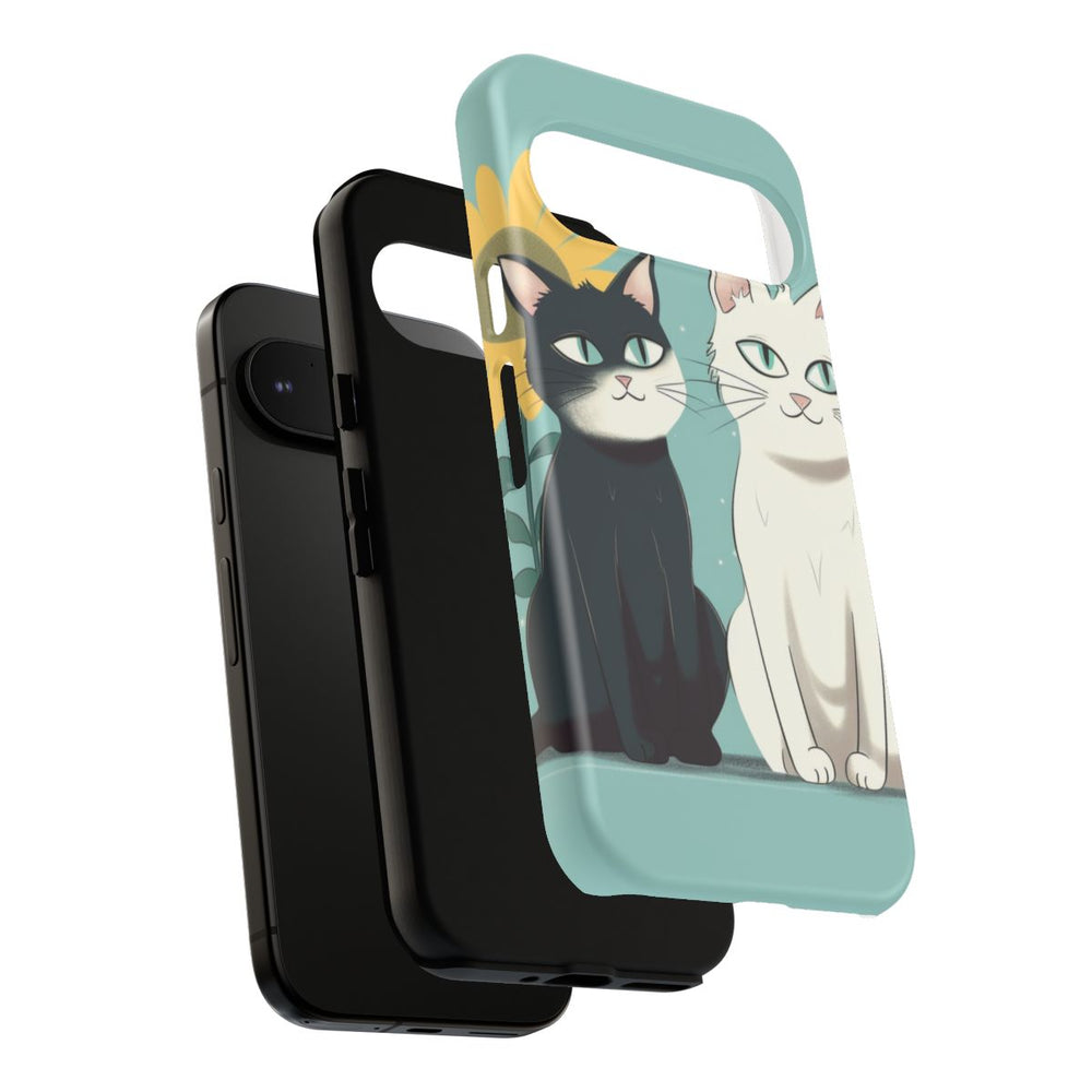 Twee Cartoonkatten met Zonnebloem
