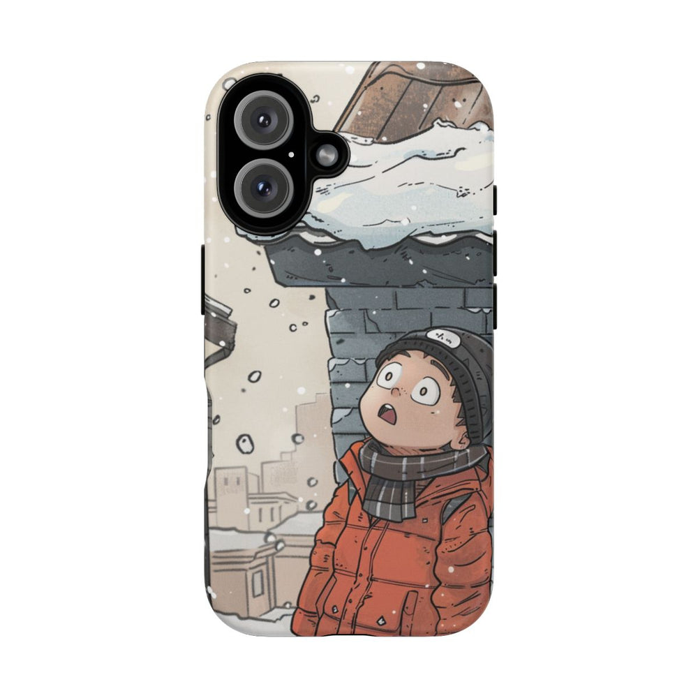 Chibi Wintertafereel met Besneeuwd Dak
