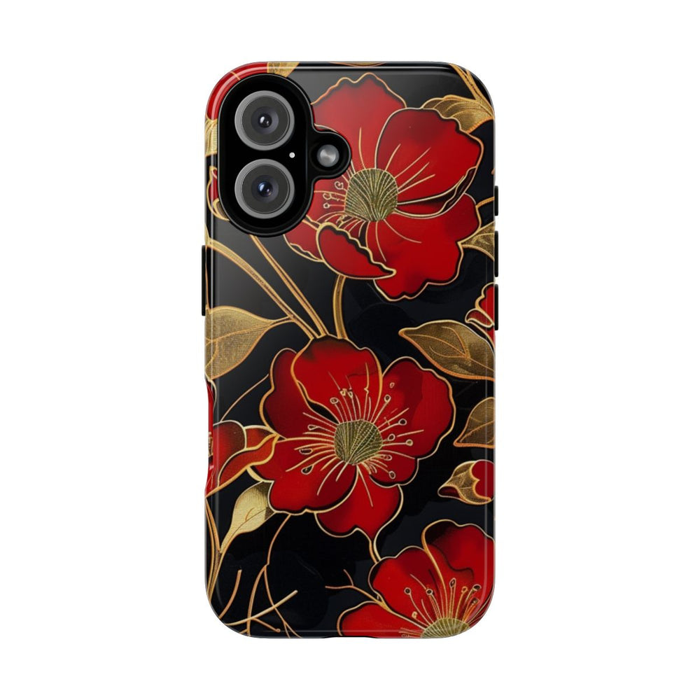 Rood-Gouden Bloemenpatroon