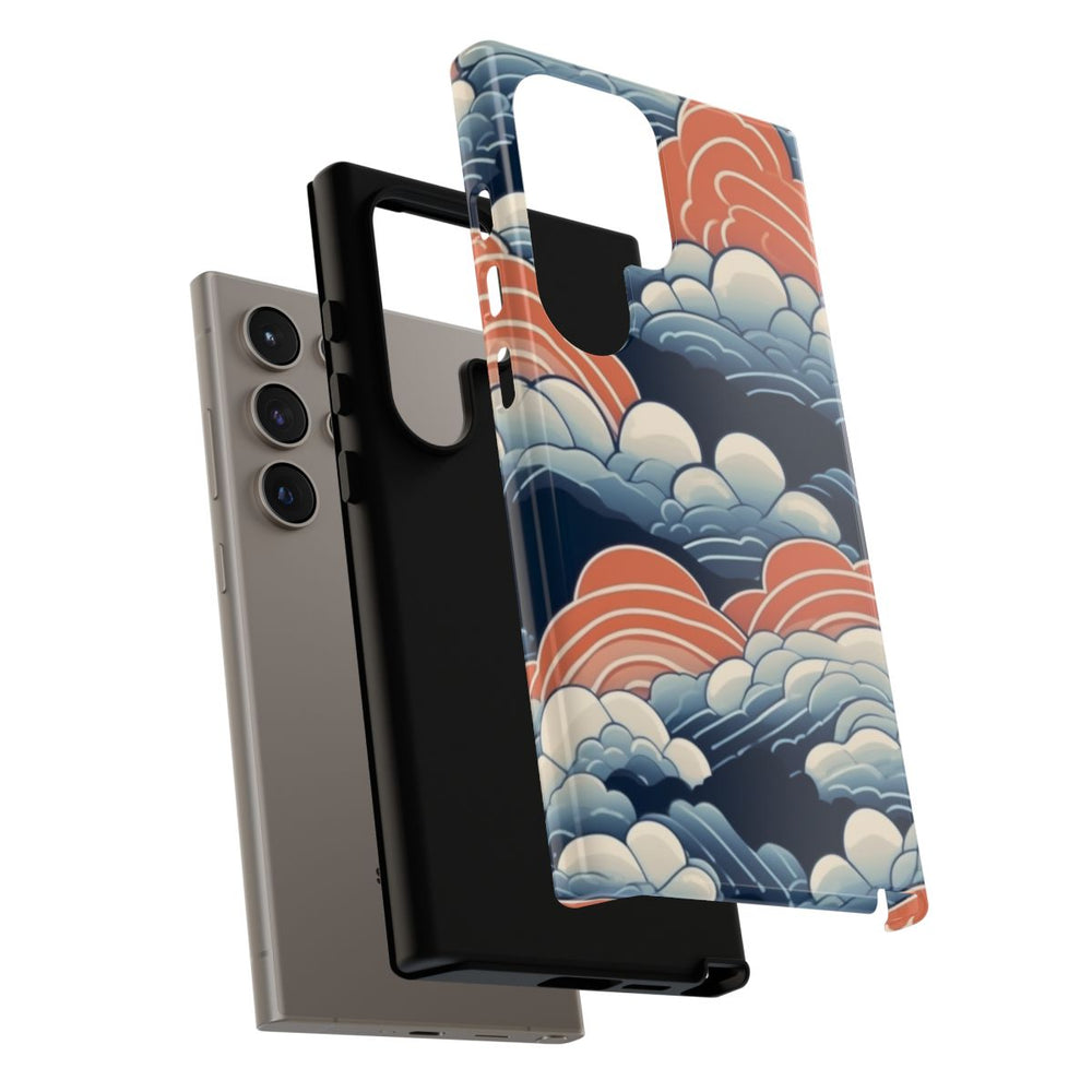 Gestileerd Wolkenpatroon in Blauw en Oranje